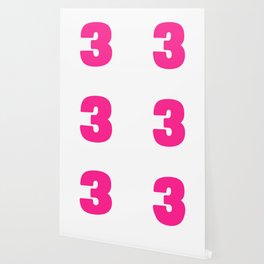 3 (Dark Pink & White Number) Wallpaper