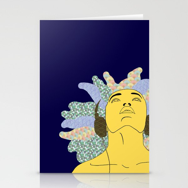 Washi Headphones Blue Stationery Cards