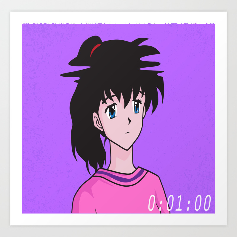 Vaporwave Anime Art Print By Colormylife Society6