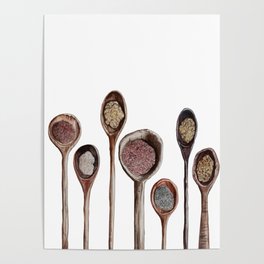 Wooden Spoon Art Print, Wooden Spoon Watercolor Print, Kitchen Art Print, Kitchen Wall Decor Art, Il Poster