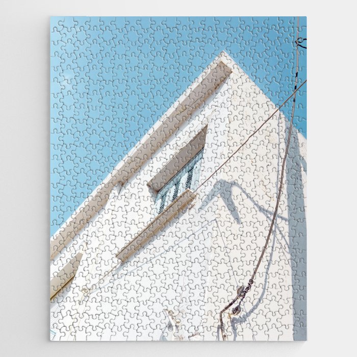 White Building on Blue Sky | Greek Architecture | Simplistic Travel Photography Jigsaw Puzzle