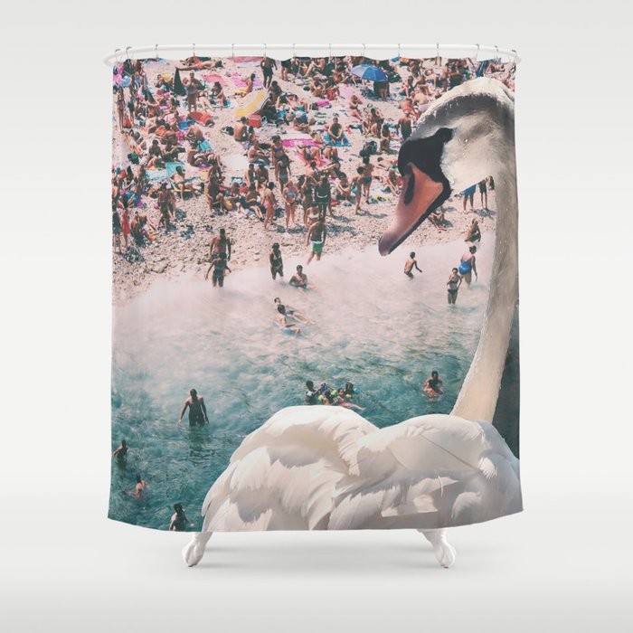 Swan on the Beach Shower Curtain