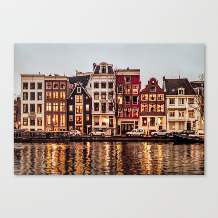Amsterdam Houses and its canals | Architecture in the Netherlands Canvas Print