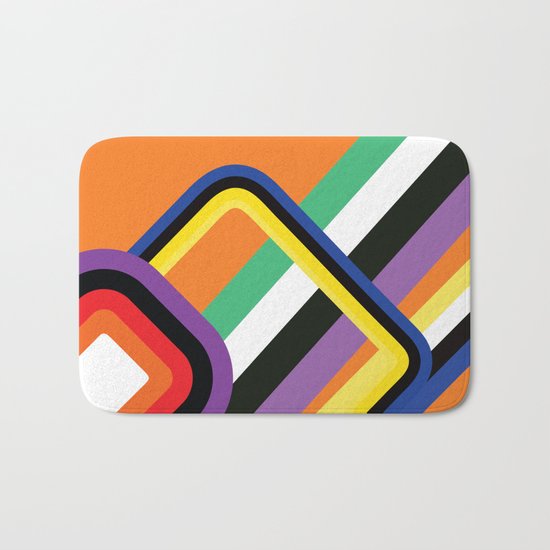 60s Geometric Shapes Bath Mat