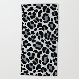Gray leopard Beach Towel