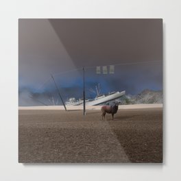 atmosphere · stupidity Metal Print | Subtle, Sheep, Mankind, Collage, Surreal, Kunst, Landscape, Globalwarming, Digital, Surreallandscape 