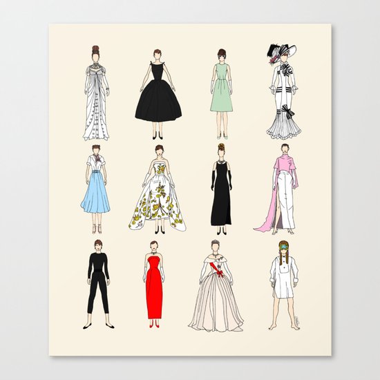 Audrey Fashion Vintage Retro in Cream Canvas Print