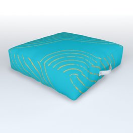 Cyan Gold colored abstract lines pattern Outdoor Floor Cushion