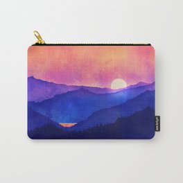 Cobalt Mountains Carry-All Pouch | Dusk, Sunset, Graphicdesign, Pink, Blue, Twilight, Texture, Mountains, Night, Vibrant 