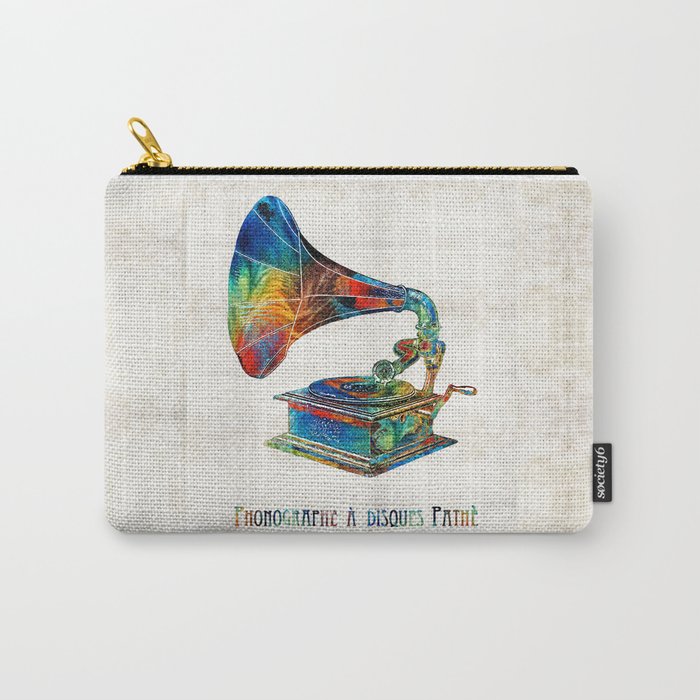Colorful Phonograph Art by Sharon Cummings Carry-All Pouch
