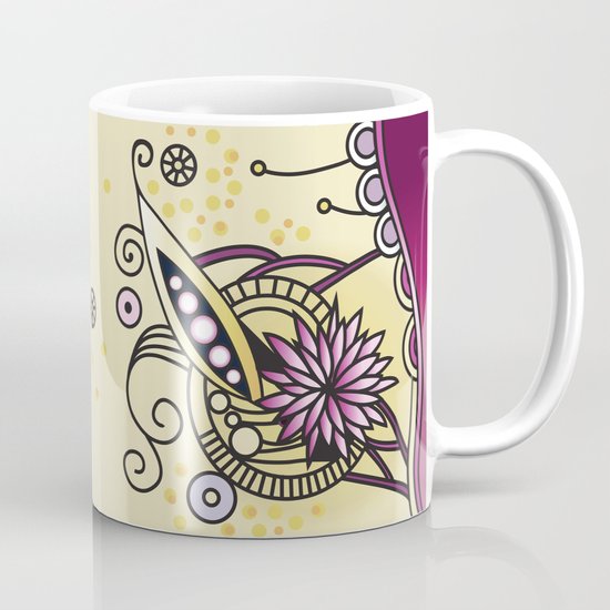 Ornate square zentangle, Naples Yellow Hue Mug