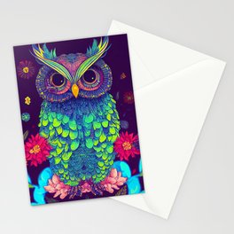 Colorful Owl Stationery Cards