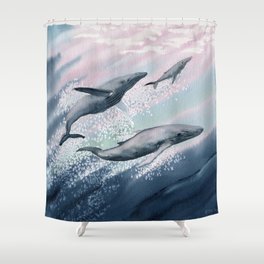 Whale Watercolor 2 Shower Curtain