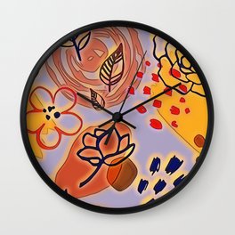 Flower Pattern Retro Wall Clock