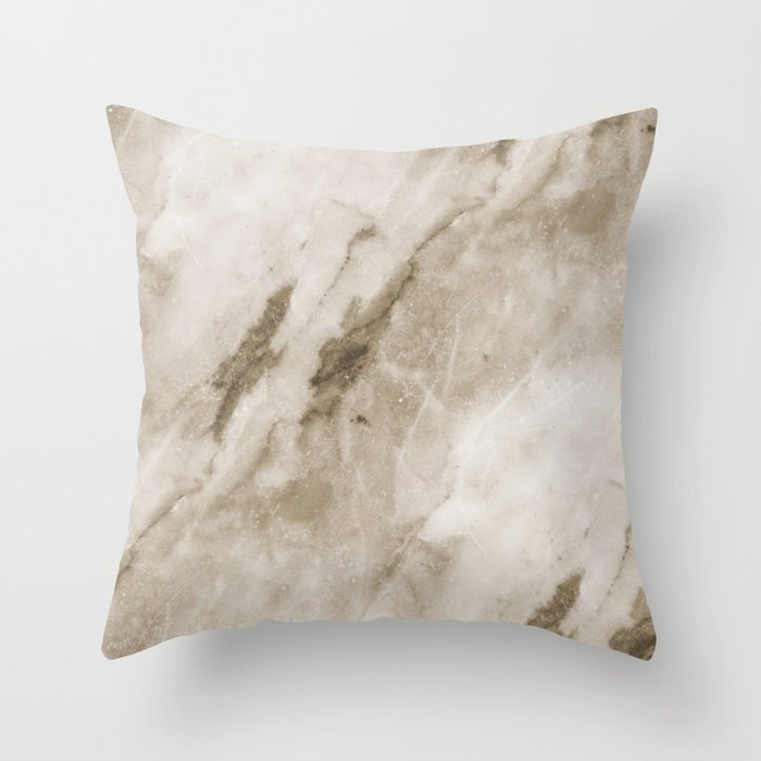 Classic Brown White Marble Rock Real Stone Throw Pillow By Colorflowcreations Society6
