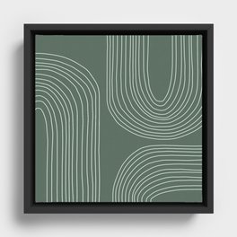Hand drawn Geometric Lines in Forest Green 3 Framed Canvas