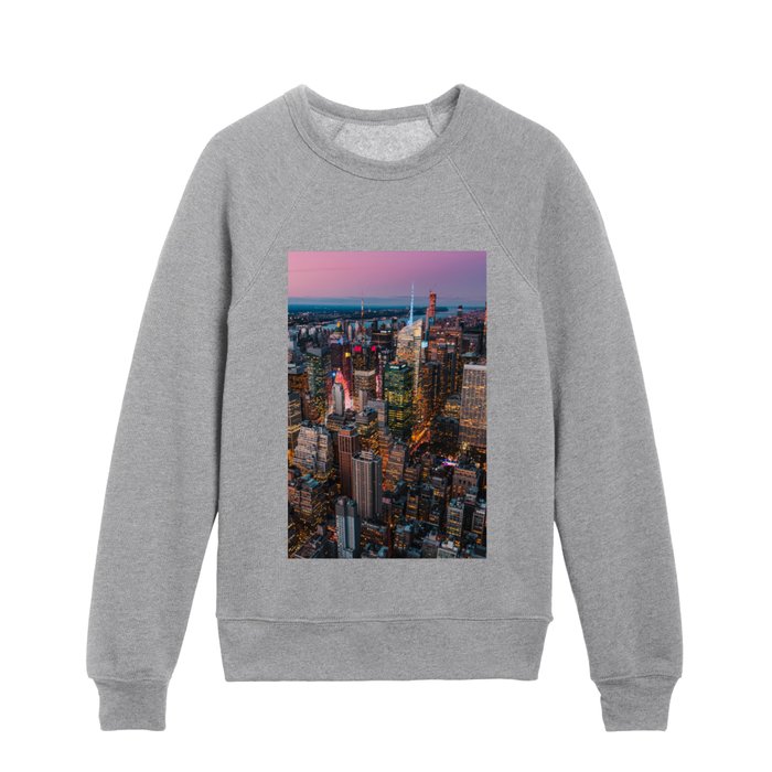 New York, Manhattan Uptown Aerial View Kids Crewneck