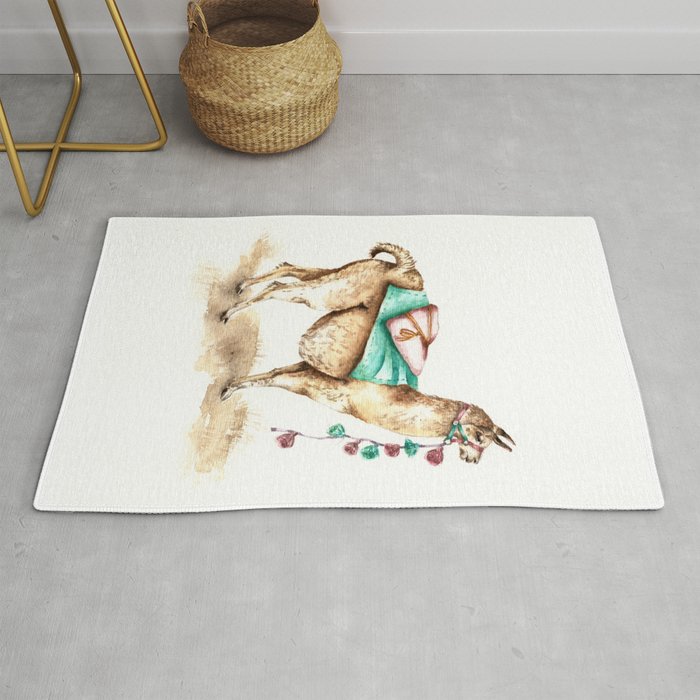 Watercolor Llama Rug