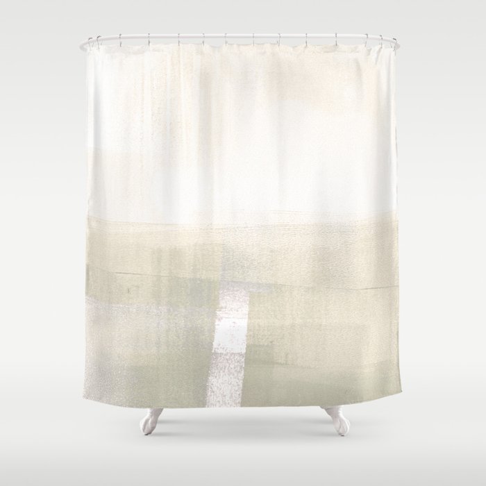 Beige and Taupe Minimalist Geometric Abstract Landscape Shower Curtain