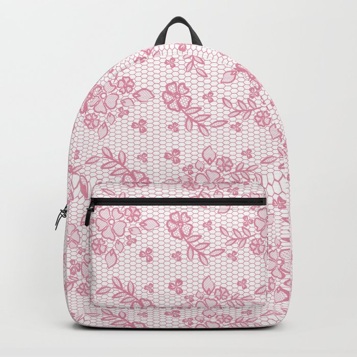 Elegant stylish dusty pink white floral lace Backpack by Pink Water Society6