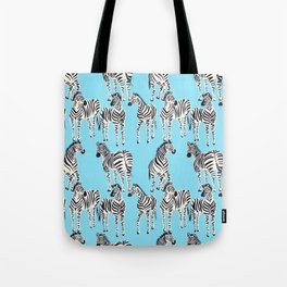 Zebras (Sky Blue) Tote Bag