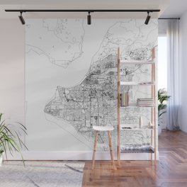 Anchorage White Map Wall Mural