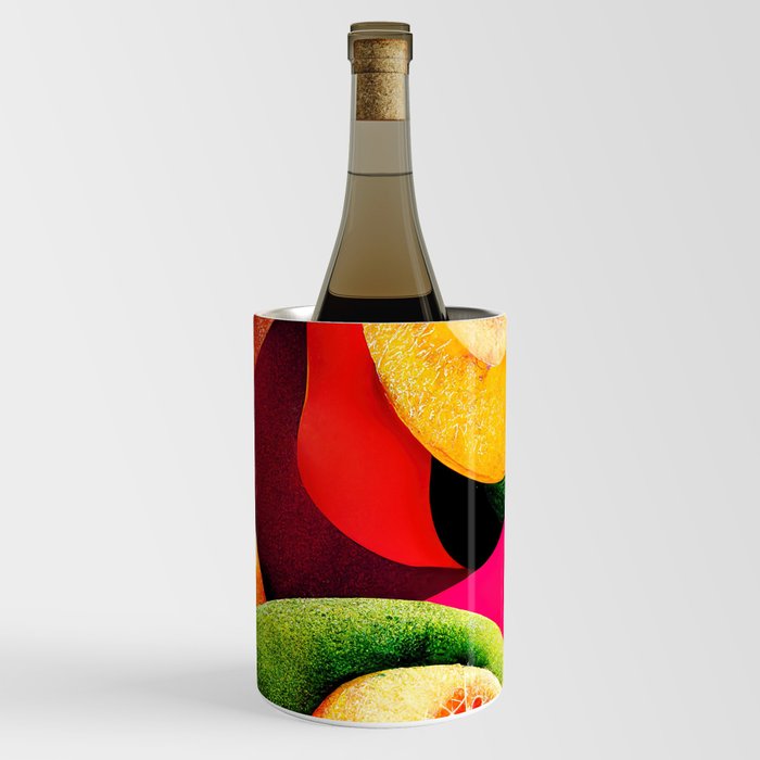 Citrus Twist - Abstract Minimalist Digital Retro Poster Art Wine Chiller