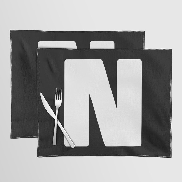 N (White & Black Letter) Placemat