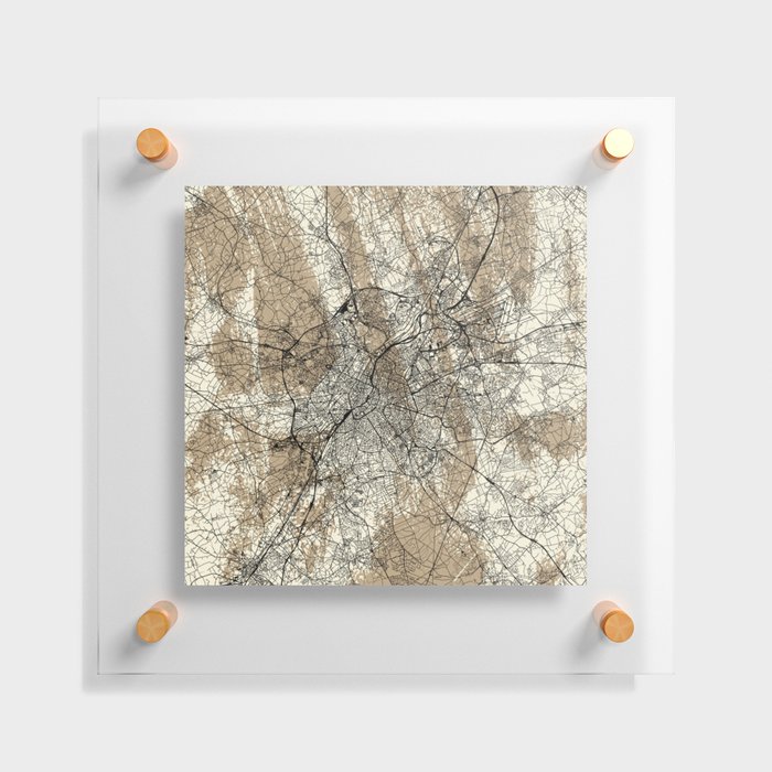 Brussels, Belgium - Artistic Map Art Print Floating Acrylic Print