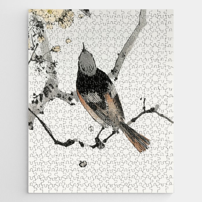 Wantanabe Seitei - Perched Japanese swallow Jigsaw Puzzle