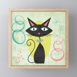 Mid-Century Modern Atomic Black Cat Framed Mini Art Print