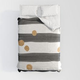 black watercolor stripes with gold dots Comforter