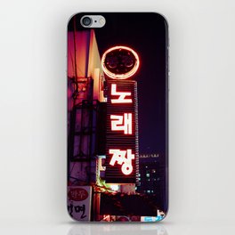 Red Retro Neon Sign in Seoul iPhone Skin