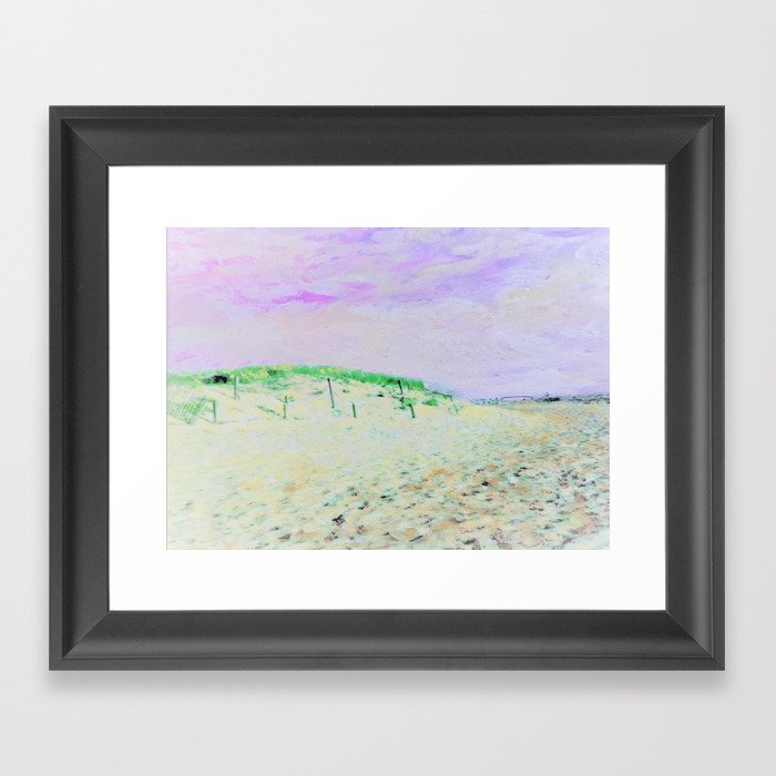 Dunes 3, Soft, Oil Pastel Drawing Framed Art Print