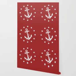 Nautical Anchor and Stars Wallpaper