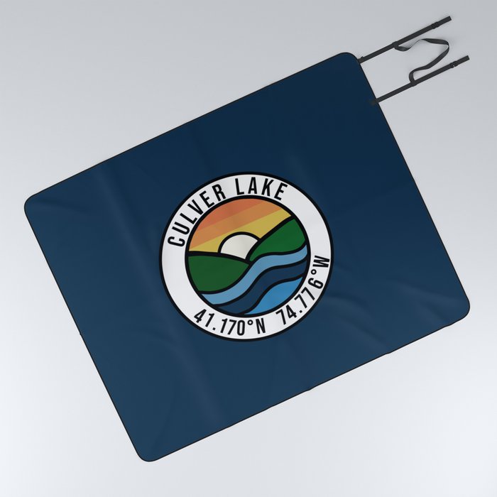 Culver Lake - Navy/Badge Picnic Blanket
