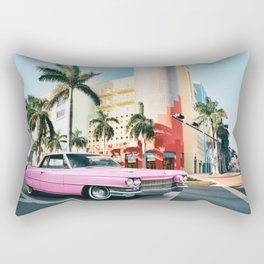 Pink Cadillac , Miami Beach Florida Rectangular Pillow