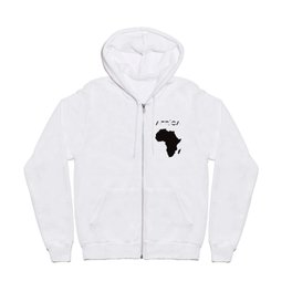 Map of Africa 70s Style Modern Minimalist Africa Map Ethnic Black and White Afrocentric Decor Zip Hoodie