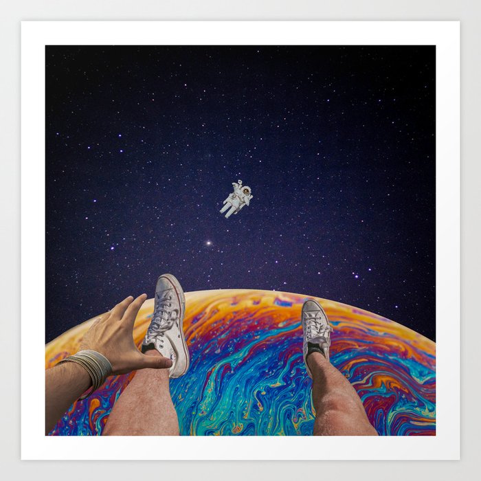 hanging out in space Art Print