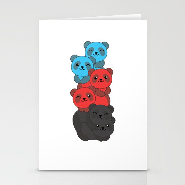 Polyamory Flag Pride Lgbtq Cute Panda Pile Stationery Cards