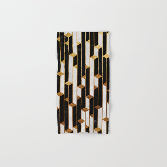 Marble skyscrapers - black, white and gold Hand & Bath Towel