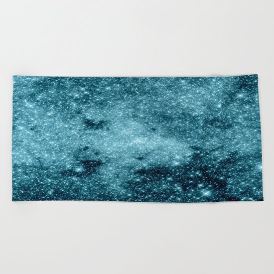 Teal Galaxy STars Beach Towel