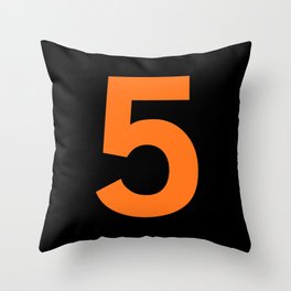 Number 5 (Orange & Black) Throw Pillow