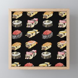 Sushi Pug Watercolor Framed Mini Art Print