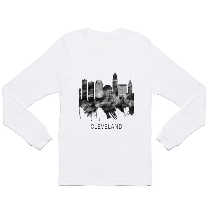 Cleveland Ohio Skyline BW Long Sleeve T Shirt