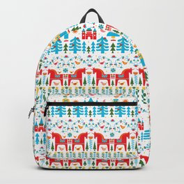 Scadinavian Fairytale Bright Backpack | Pattern, Green, Folkstory, Castle, Floral, Princess, Tree, Blue, German, Swedish 