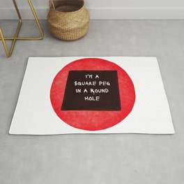 I'm A Square Peg In A Round Hole, Digital Painting, Quote, Black and Red Rug | Peg, Unique, Roundhole, Outofstep, Blacksquare, Redcircle, Graphite, Digitalpainting, Saying, Noonelikeme 