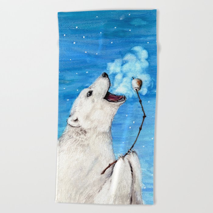 Polar Bear with Toasted Marshmallow Beach Towel