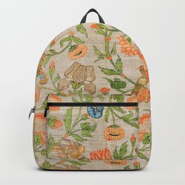 Vintage Tulip and Carnation Floral Print with Birds and Leaves Backpack