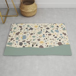 Retro Terrazzo Marble Dipped in Teal Area & Throw Rug